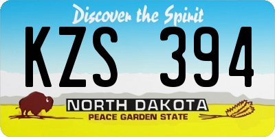 ND license plate KZS394