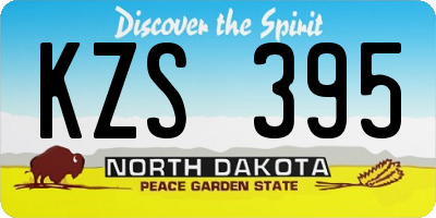 ND license plate KZS395