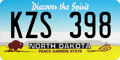 ND license plate KZS398