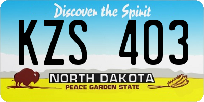 ND license plate KZS403