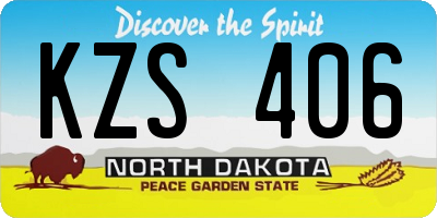 ND license plate KZS406