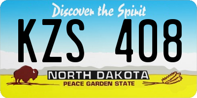 ND license plate KZS408