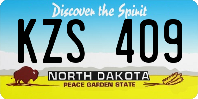 ND license plate KZS409