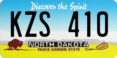 ND license plate KZS410