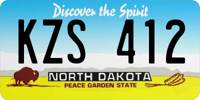 ND license plate KZS412