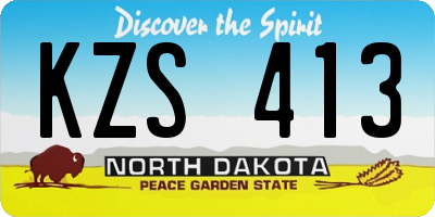 ND license plate KZS413