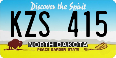 ND license plate KZS415