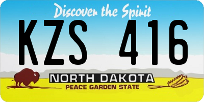 ND license plate KZS416