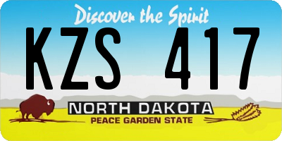 ND license plate KZS417