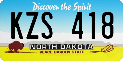 ND license plate KZS418