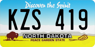 ND license plate KZS419