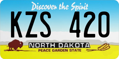 ND license plate KZS420