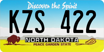 ND license plate KZS422