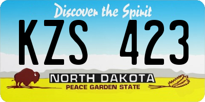 ND license plate KZS423