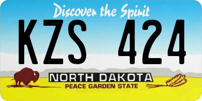 ND license plate KZS424