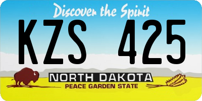 ND license plate KZS425