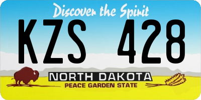 ND license plate KZS428