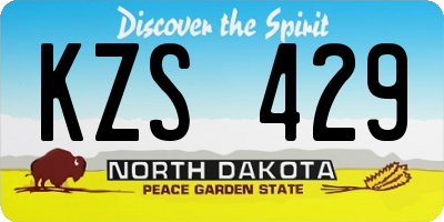 ND license plate KZS429