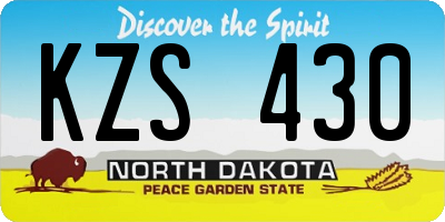 ND license plate KZS430