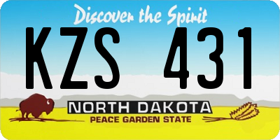 ND license plate KZS431