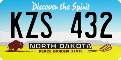 ND license plate KZS432