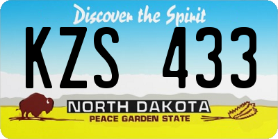 ND license plate KZS433