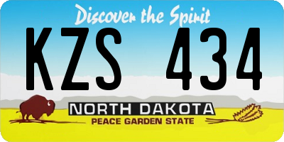 ND license plate KZS434