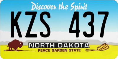 ND license plate KZS437