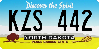 ND license plate KZS442