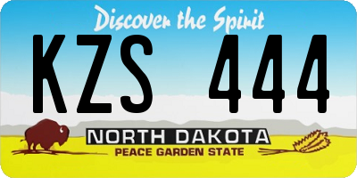 ND license plate KZS444