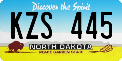 ND license plate KZS445