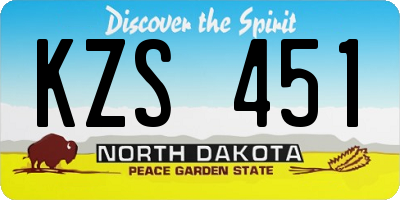 ND license plate KZS451