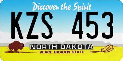 ND license plate KZS453