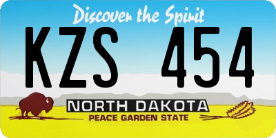 ND license plate KZS454