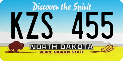 ND license plate KZS455