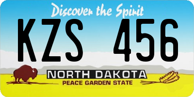 ND license plate KZS456
