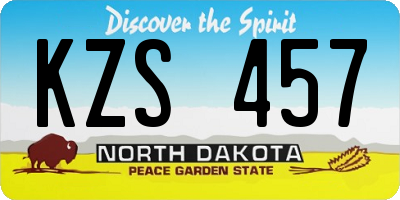 ND license plate KZS457