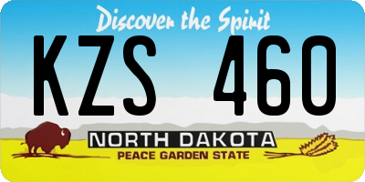 ND license plate KZS460