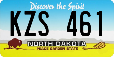 ND license plate KZS461