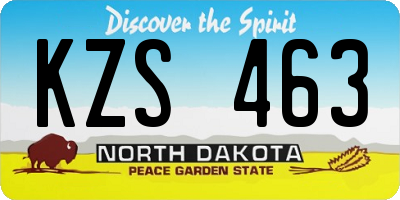 ND license plate KZS463