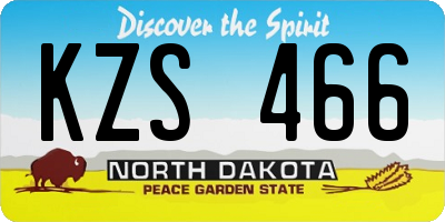 ND license plate KZS466