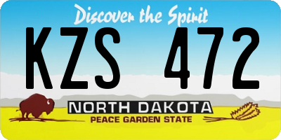 ND license plate KZS472