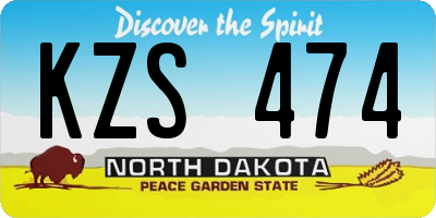 ND license plate KZS474