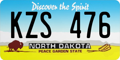 ND license plate KZS476