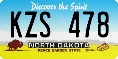 ND license plate KZS478