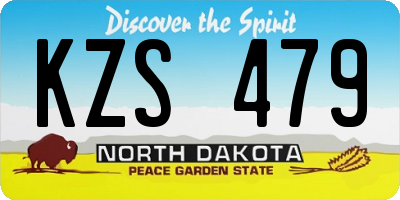 ND license plate KZS479