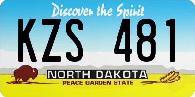 ND license plate KZS481