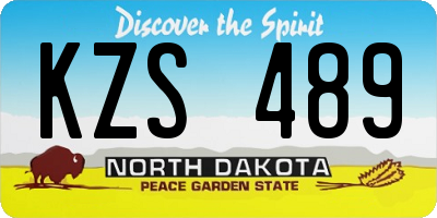 ND license plate KZS489