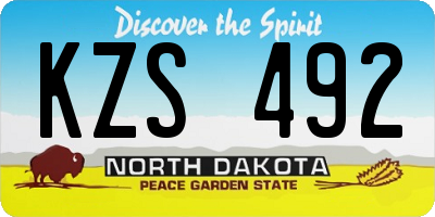 ND license plate KZS492