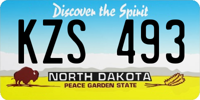 ND license plate KZS493
